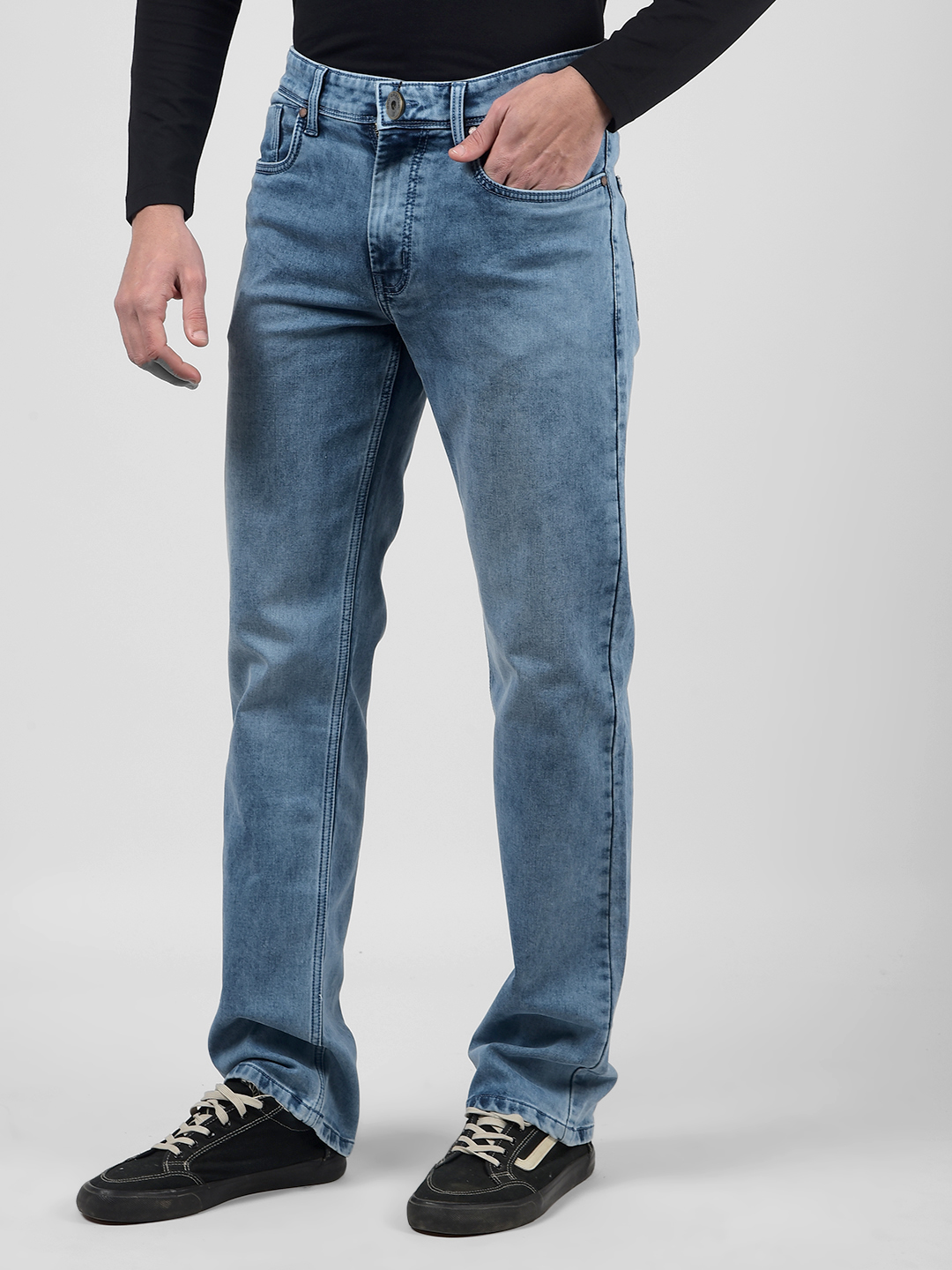 Numero Uno Men Solid Light Blue Jeans